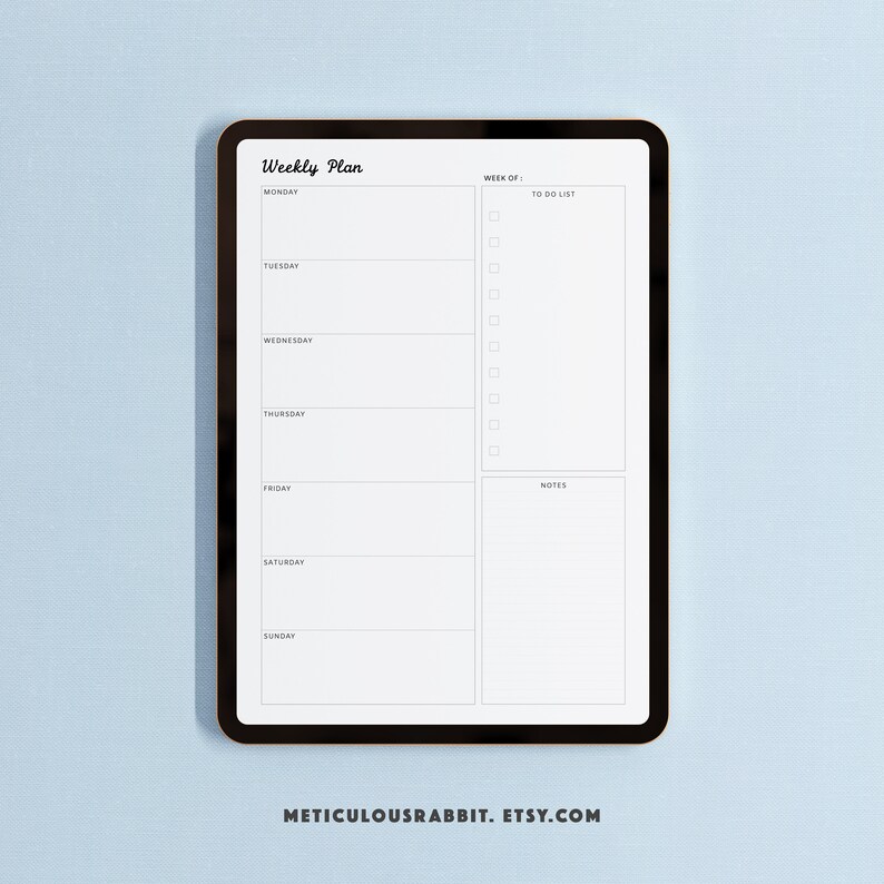Undated Weekly Planner Printable Letter Size Weekly Etsy
