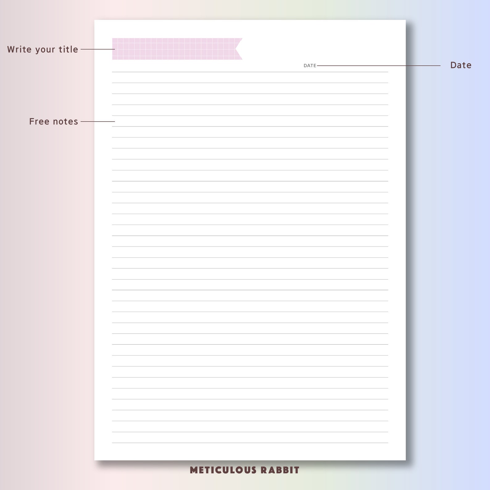 Lined Notes Printable template Lined Paper SIMPLE Note | Etsy