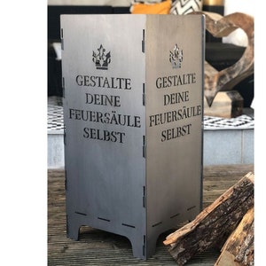 Personalisierte Feuertonne Feuersäule Feuerkorb selbst gestalten eigene Motive Wunschmotiv individuell Hochzeit Geburtstag Geburt Geschenk Bild 1