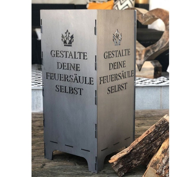 Personalisierte Feuertonne Feuersäule Feuerkorb selbst gestalten eigene Motive Wunschmotiv individuell Hochzeit Geburtstag Geburt Geschenk