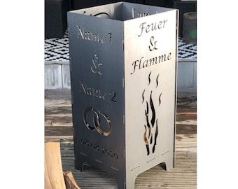 Personalisierte Feuersäule Feuertonne Feuerkorb Feuerstelle Hochzeit Brautpaar Feuer & Flamme Geschenk Hochzeitsgeschenk Geschenkidee