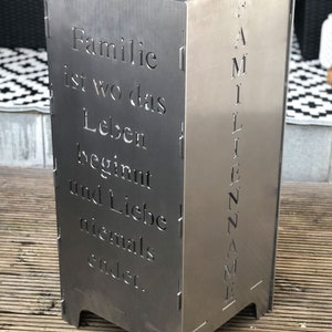 Personalisierte Feuersäule Feuertonne Feuerkorb Familie Eltern Kind Personalisierte Geschenkidee Geschenk zum Geburtstag Bild 8