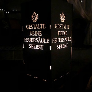 Personalisierte Feuertonne Feuersäule Feuerkorb selbst gestalten eigene Motive Wunschmotiv individuell Hochzeit Geburtstag Geburt Geschenk Bild 6