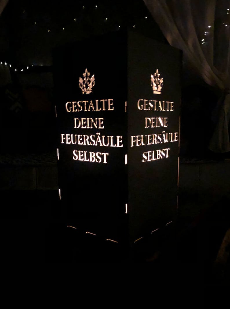 Personalisierte Feuertonne Feuersäule Feuerkorb selbst gestalten eigene Motive Wunschmotiv individuell Hochzeit Geburtstag Geburt Geschenk Bild 6