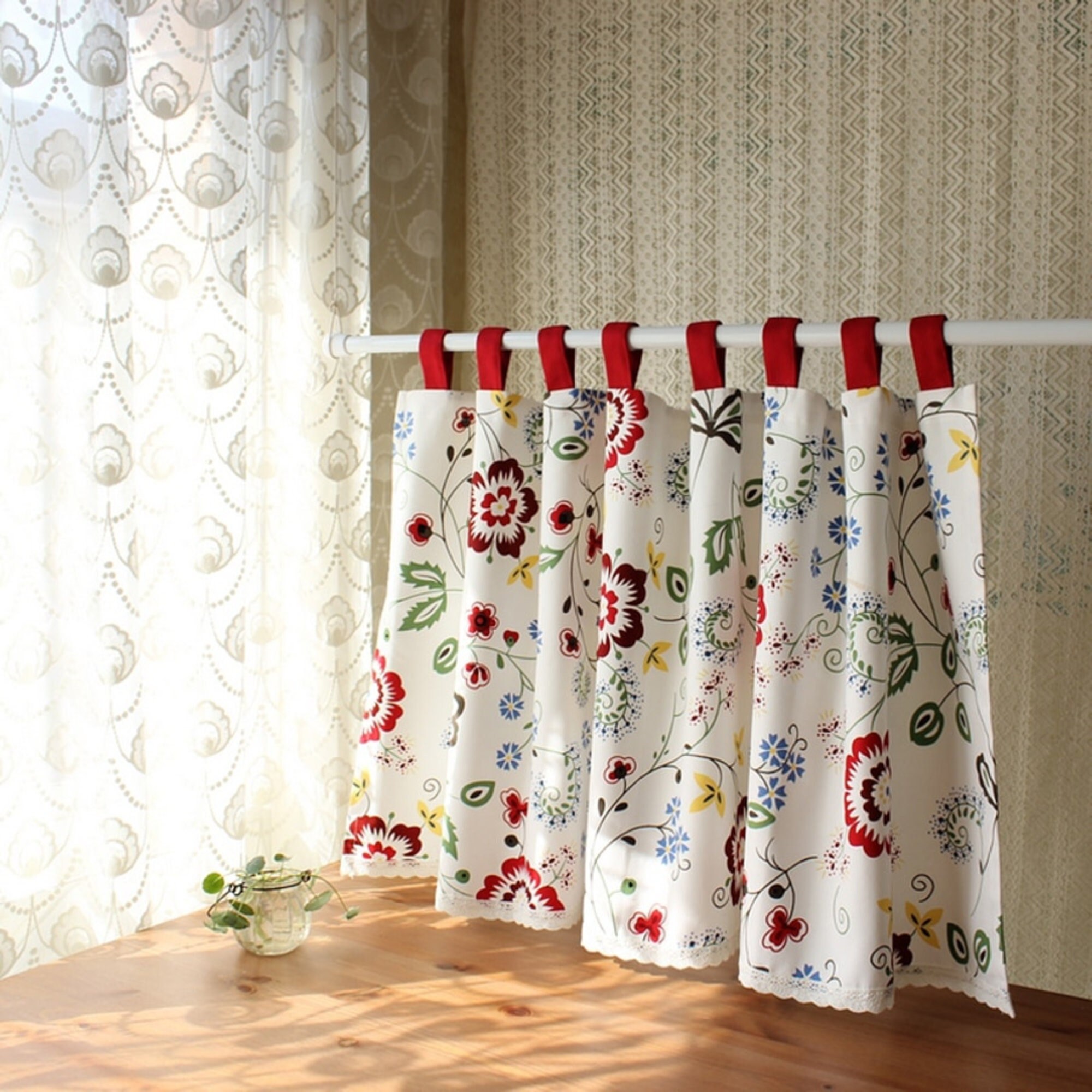 Handmade Half Curtains, Short Curtain, Rod Pocket/velcro Curtains