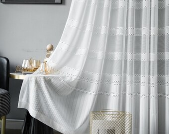 French Style Elegant White  Lace Cutout Curtains for Living Dining Room Bedroom Custom Modern  Window Curtain Room Decor