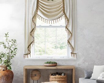 RAJONN Mantovana A Cascata, Mantovana in Velluto Stile Europeo Tenda Decorativa for Finestra Casa Sfondo Cascata Swag Tende for Soggiorno (Color : White, Size : W155CM (2 swags