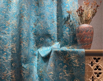 Mediterranean Light Luxury Fashion Retro Bohemian Gold  Blue Curtains Curtains for Living Dining Room Bedroom
