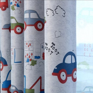 Niños Semi-Blackout Cartoon Cars Curtain Cars Printed Tul Bedroom Curtain Drapes Window Sheer Curtains For Children Room Nursery