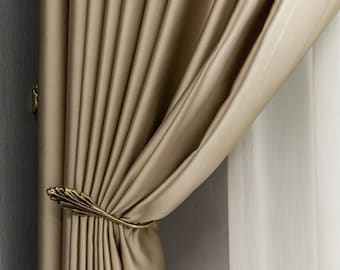 12 Colors Luxury Silk High Shading Curtains for Living Room Bedroom Dining Nordic Blackout Thermal Insulated Luxury Thick Solid Curtains