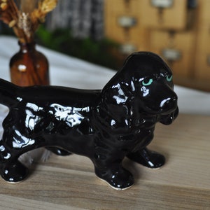 Black Ceramic Dog | Mid Century Dog Figurine | Cocker Spaniel | Dachshund