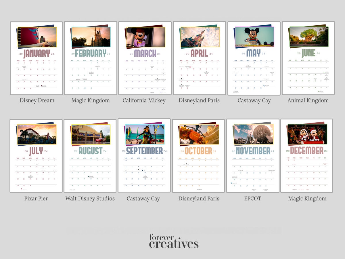 2024 Disney Parks Calendar A4 & A3 Etsy