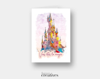 Cards | Disneyland Paris | Watercolour Design | Choice of 10 Greetings in English & French