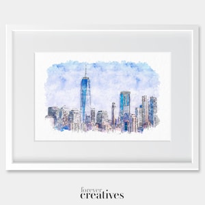 Manhattan Skyline Art Print New York Art Print | USA Art Design