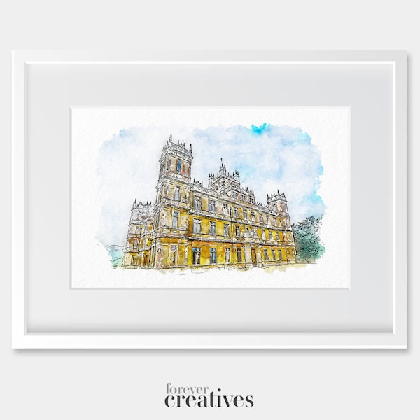 Highclere Castle (Downton Abbey) - Watercolour Print