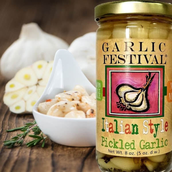 Garlic Festival Foods Italian Style Pickled Garlic Net Wt. 8 oz.