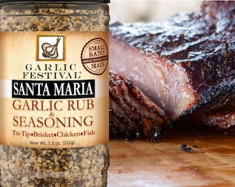 Garlic Festival Foods Smoked Oak Santa Maria Garlic Rub & Seasoning Net Wt. 7.5 oz.