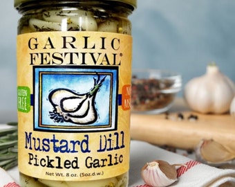 Garlic Festival Foods Mustard Dill Pickled Garlic Net Wt. 8oz.