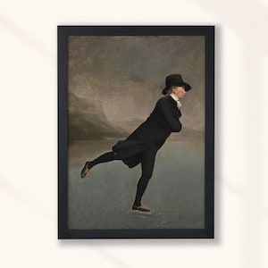 Henry Raeburn - The Skating Minister (1790) - Print Home Wall Art Decor - Vintage Man Oil Painting - Bathroom Decor Digital Download