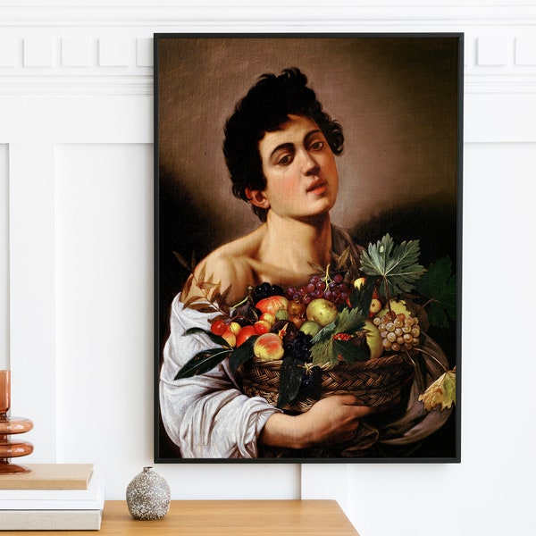 Caravaggio, Boy with a Basket of Fruit - Vintage Wall Art - Painting Poster Print Art Gift Vintage Museum Farmhouse Decor - Digital Download