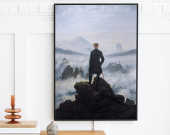 Caspar David Friedrich - Wanderer Above The Sea of Fog | Vintage Oil Painting | Romance Painting | Landscape Wall Art Print | Digital Art