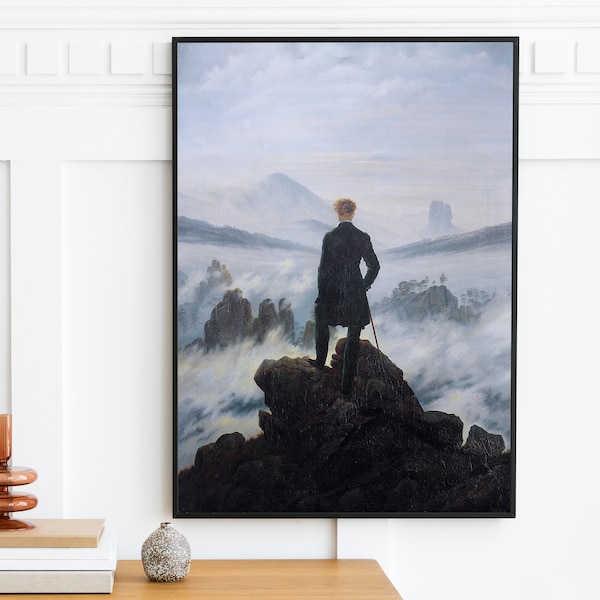 Caspar David Friedrich - Wanderer Above The Sea of Fog | Vintage Oil Painting | Romance Painting | Landscape Wall Art Print | Digital Art