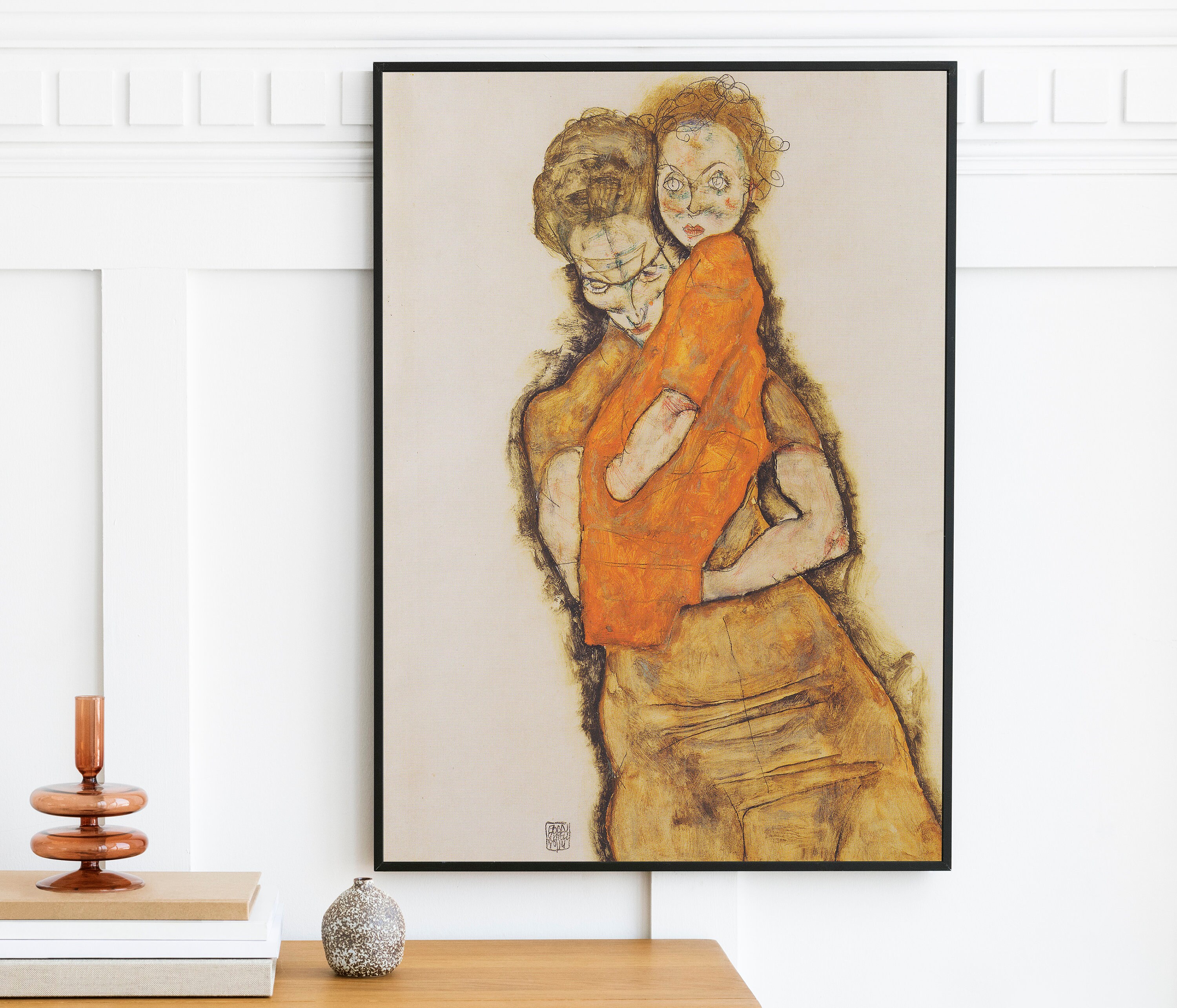 エゴン・シーレ - 母と子（1914） - 紳士絵画ポスタープリントホーム