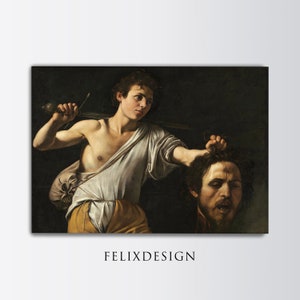 Caravaggio - David with the Head of Goliath (1600) - Baroque Painting Photo Poster Print Art Gift Home Wall Decor - Digital Download