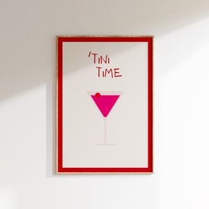 Martini-afdruk | Bar kunstprint | Minimalistische cocktailposter | Rode Bar Cart Wall Art Bar | Kunstdranken wanddecoratie | Digitaal downloaden