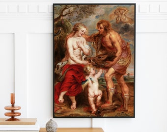 Peter Paul Rubens - Meleager Gives Atalante the Skull of the Calydonian Boar (1640) | Vintage Oil Painting Print | Wall Art | Printable Art