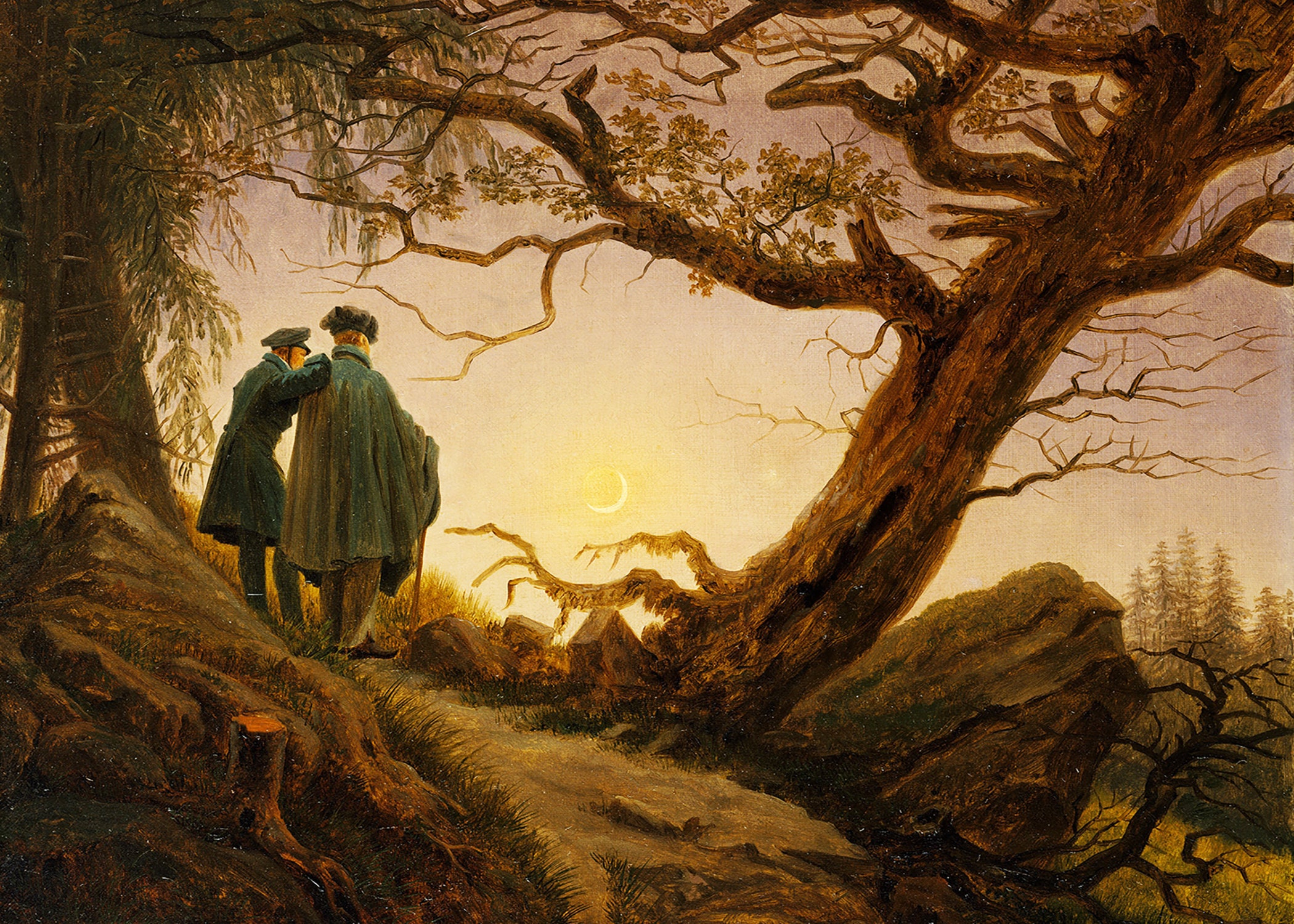 カスパー・ダーヴィト・フリードリヒ - 月を眺める二人の男（1830