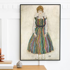 Egon Schiele - Portrait of Edith the Artist&#39;s Wife (1915) - Woman Painting Poster Print Home Wall Art Decor - Digital Download Instant Art