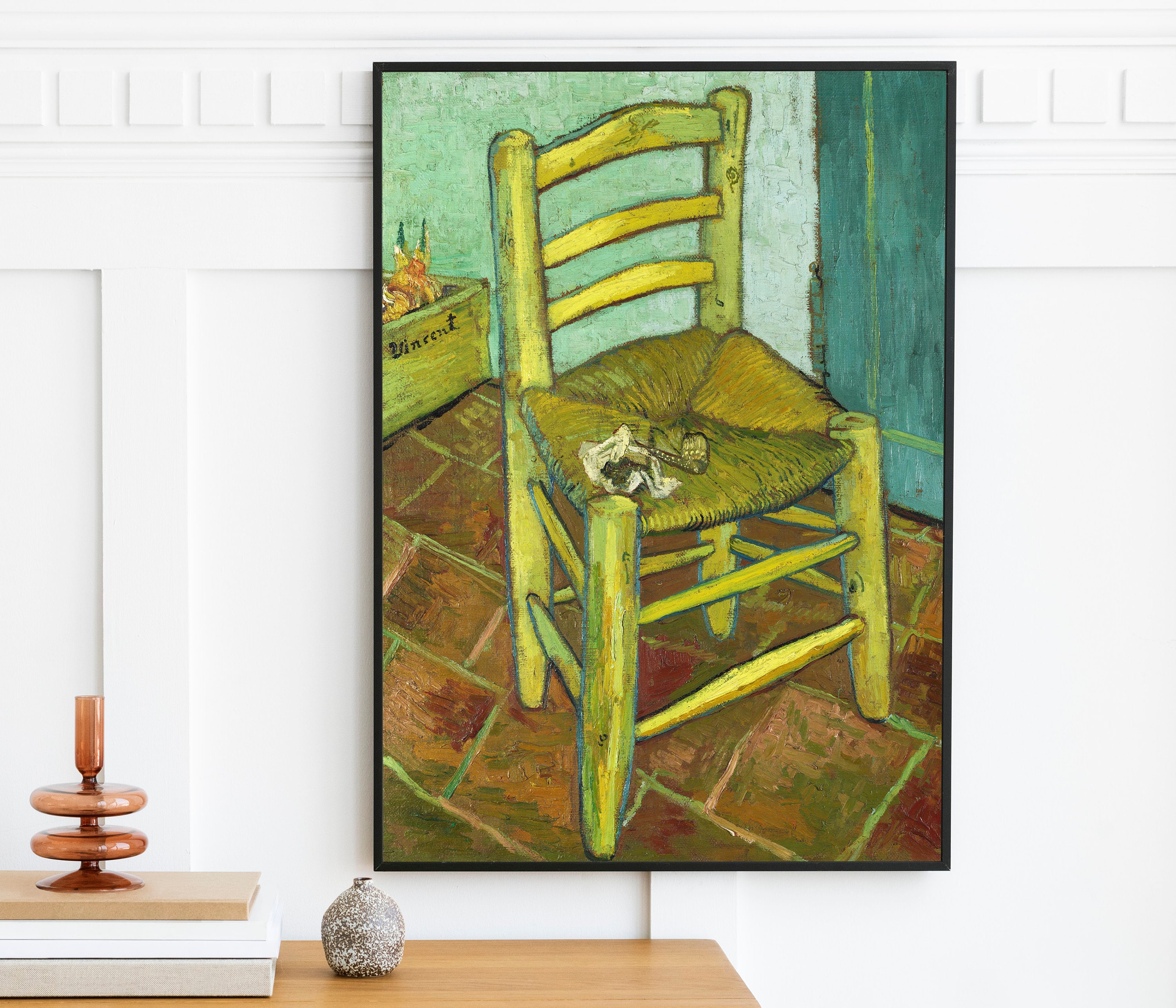 Vincent Van Gogh - Vincent's Chair with his Pipe (1888) | Vintage Oil Painting | Seat Smoking Tobacco | Wall Art Bedroom Decor | Digital Art
