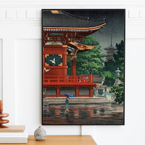 Tsuchiya Koitsu - Asakusa Kannondo Temple (1930) | Japan Japanese LoFi ukiyo-e | Wall Art Decor Vintage Antique Painting | Digital Art