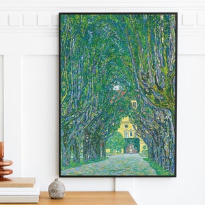 Gustav Klimt Avenue in the Park of Schloss Kammer 1910 Wall Art Vintage Painting Poster Print Trees Green Landscape Digital Download image 4