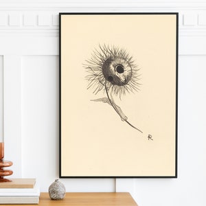 Odilon Redon - An Old Lamp Base (1890) | Vintage Sunflower Painting Print Sun Spooky Flower Printable Wall Art Gift | Digital Download