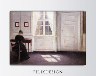 Vilhelm Hammershoi - A Room in the Artist's Home in Strandgade (1901) | Vintage Danish Oil Art Woman Painting | Frame TV | Printable Art