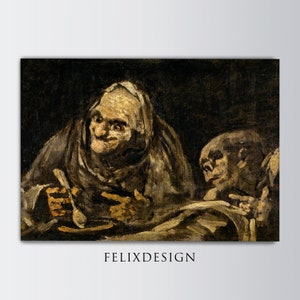 Francisco Goya - Dos viejos comiendo sopa (1823) - Pintura clásica Póster Impresión Decoración de arte - The Witchy Brew Horror - Descarga digital