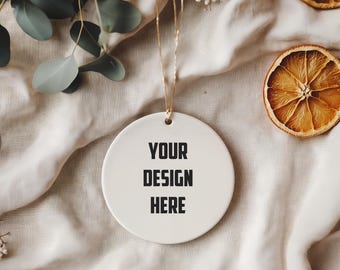 Christmas Mockup Blank White Round Ceramic Christmas Ornament Mockup Bundle Tree Ornament Mockup Christmas Mock ups Canva Mock up Bundle