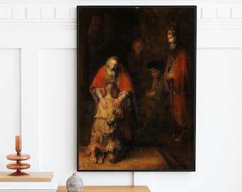 Rembrandt - The Return of the Prodigal Son (1668) | Home Wall Art Vintage Painting Print Antique Decor | Religious Art | Digital Art