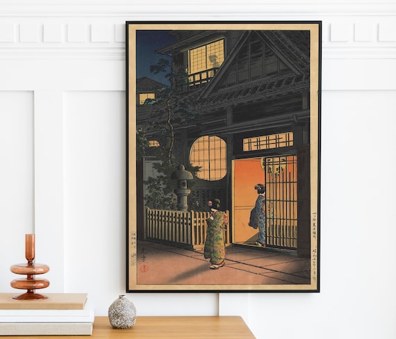 by Tsuchiya Koitsu  \u2014 Japanese Art Poster \u2014 Japanese Prints Antique\u201412x18 Inches 1935 Japanese Antique Print  \u2014 Araki Street in Yotsya