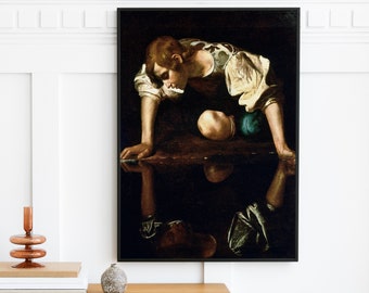 Caravaggio - Narcissus (1599) - Vintage Wall Art - Painting Poster Print Art Gift Vintage Antique Museum Quality - Digital Download