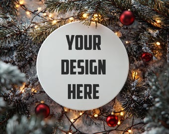 Christmas Ornament Mockup Bundle Christmas Mockup Blank White Round Ceramic Tree Ornament Mockup Christmas Mock ups Canva Mock up Bundle
