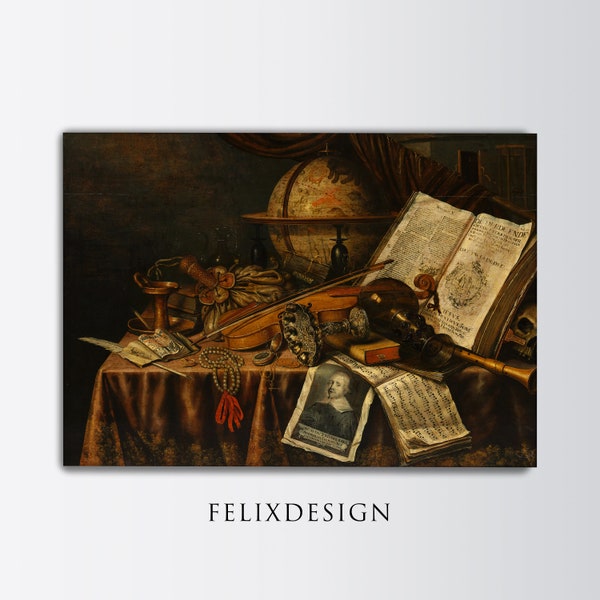 Edwaert Collier - Vanitas Still Life with Candlestick (1662)  - Samsung Frame TV Art - Painting Poster Print Wall Art - Digital Download