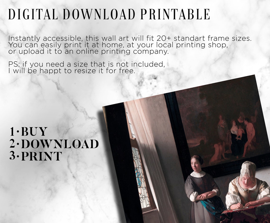 Johannes Vermeer Lady Writing a Letter With Her Maid 1671 Etsy UK