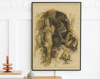 Paul Gauguin - Eve The Nightmare (1899) | Vintage Painting Print Art | Classic Poster Gift Wall Home Decor | Monster Bad Dream Creature