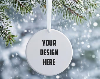 Christmas Mockup Blank White Round Ceramic Christmas Ornament Mockup Bundle Tree Ornament Mockup Christmas Mock ups Canva Mock up Bundle