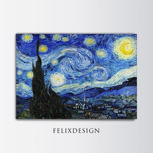 Vincent Van Gogh - Starry Starry Night (1889) | Vintage Painting Stars Blue Moonlight Wall Art Decor Print | Frame TV Art | Printable Art