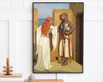 Edmund Leighton - the Shadow (1909) - Classic Painting Poster