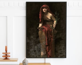 John Collier - Priestess of Delphi (1891) | Vintage Woman Portrait Print | Mystical Wiccan Soothsayer Wall Art | Digital Download